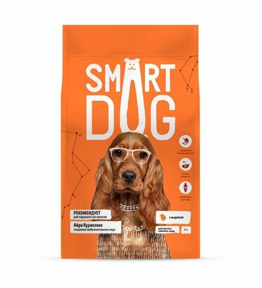 Smart Dog сухой корм Для взрослых собак с индейкой 18 кг