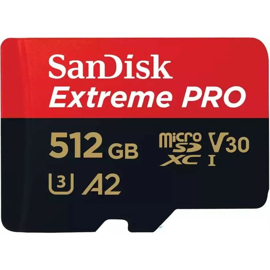 SanDisk Micro SecureDigital 512GB microSDXC Class 10 UHS-I A2 C10 V30 U3 Extreme Pro SD адаптер 200MB s SDSQXCD-512G-GN6MA