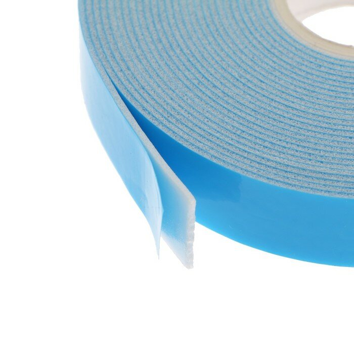 Клейкая лента TORSO, двусторонняя, вспененная, синий защитный слой, 15 мм x 5 м - фотография № 2
