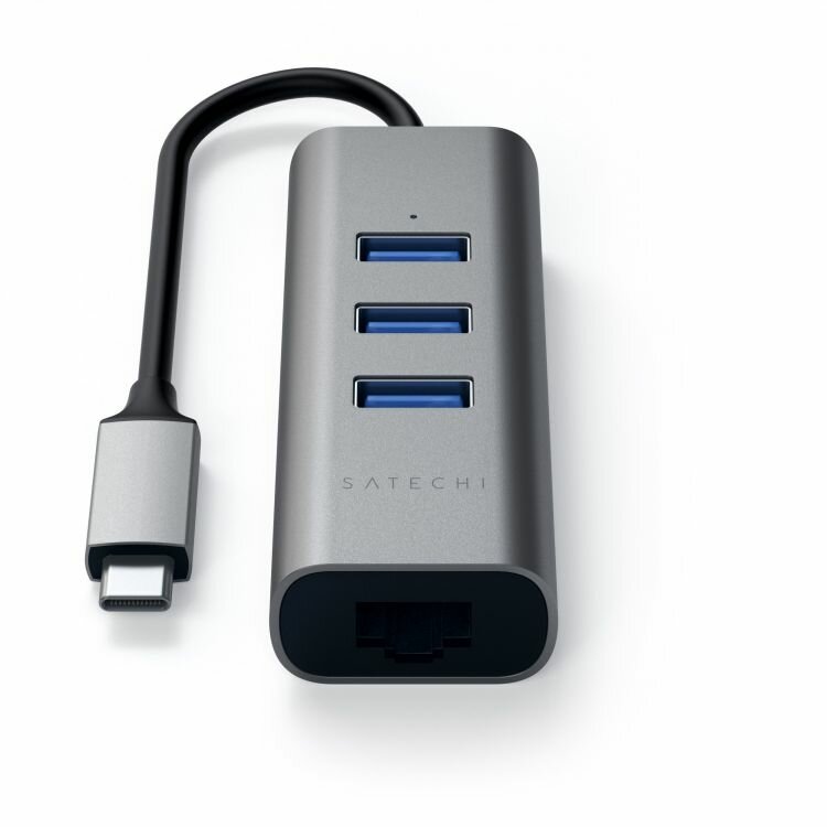 USB-концентратор Satechi Type-C 2-in-1 Aluminum Hub and Ethernet Port (ST-TC2N1USB31AM) разъемов: 3