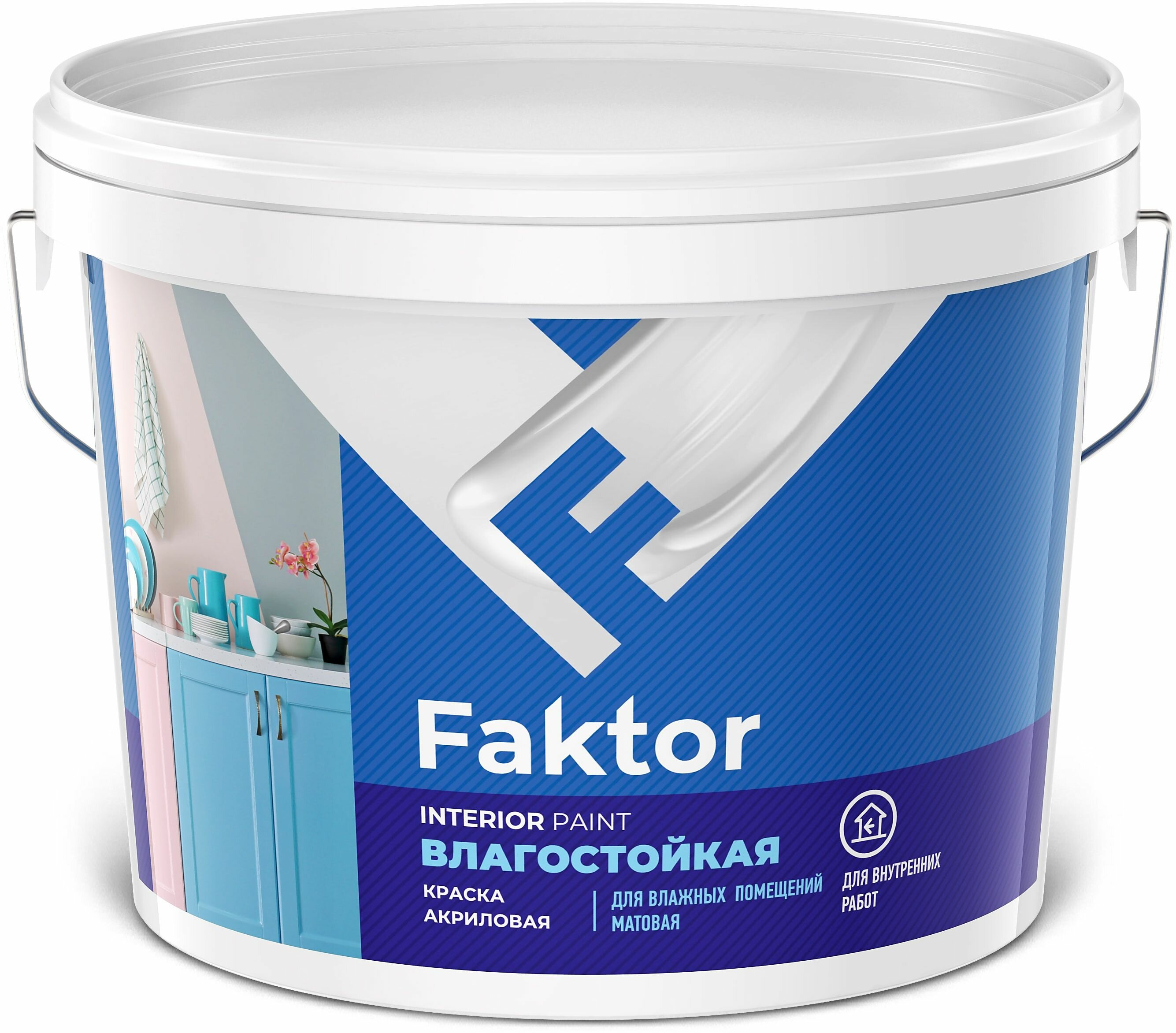 Faktor Краска FAKTOR интерьерная влагостойкая белая ведро 6 кг