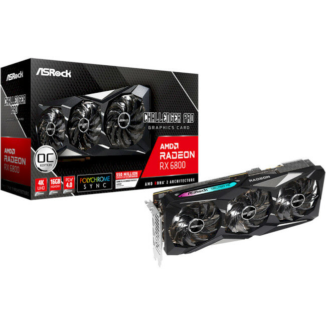 Видеокарта ASROCK Radeon RX 6800 Challenger Pro 16G OC (RX6800 CLP 16GO) RTL