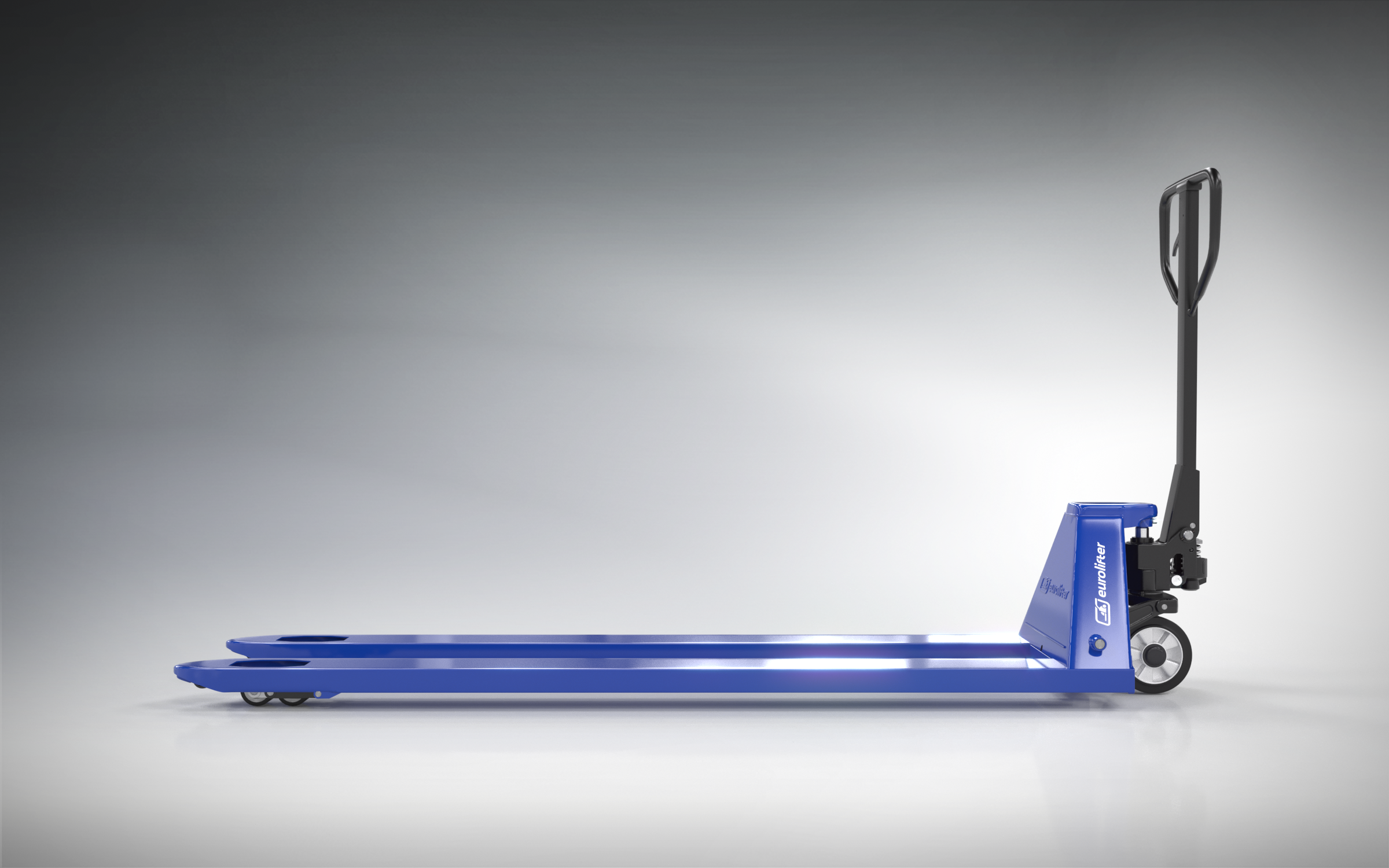 Гидравлическая тележка (рохля) с длинными вилами EUROLIFTER EL PROFI 20 (2000кг/550x1500 колеса – нейлон ролики - нейлон)