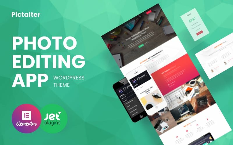 Шаблон Wordpress Pictalter - Photo Editing App Landing Page Template Theme WordPress