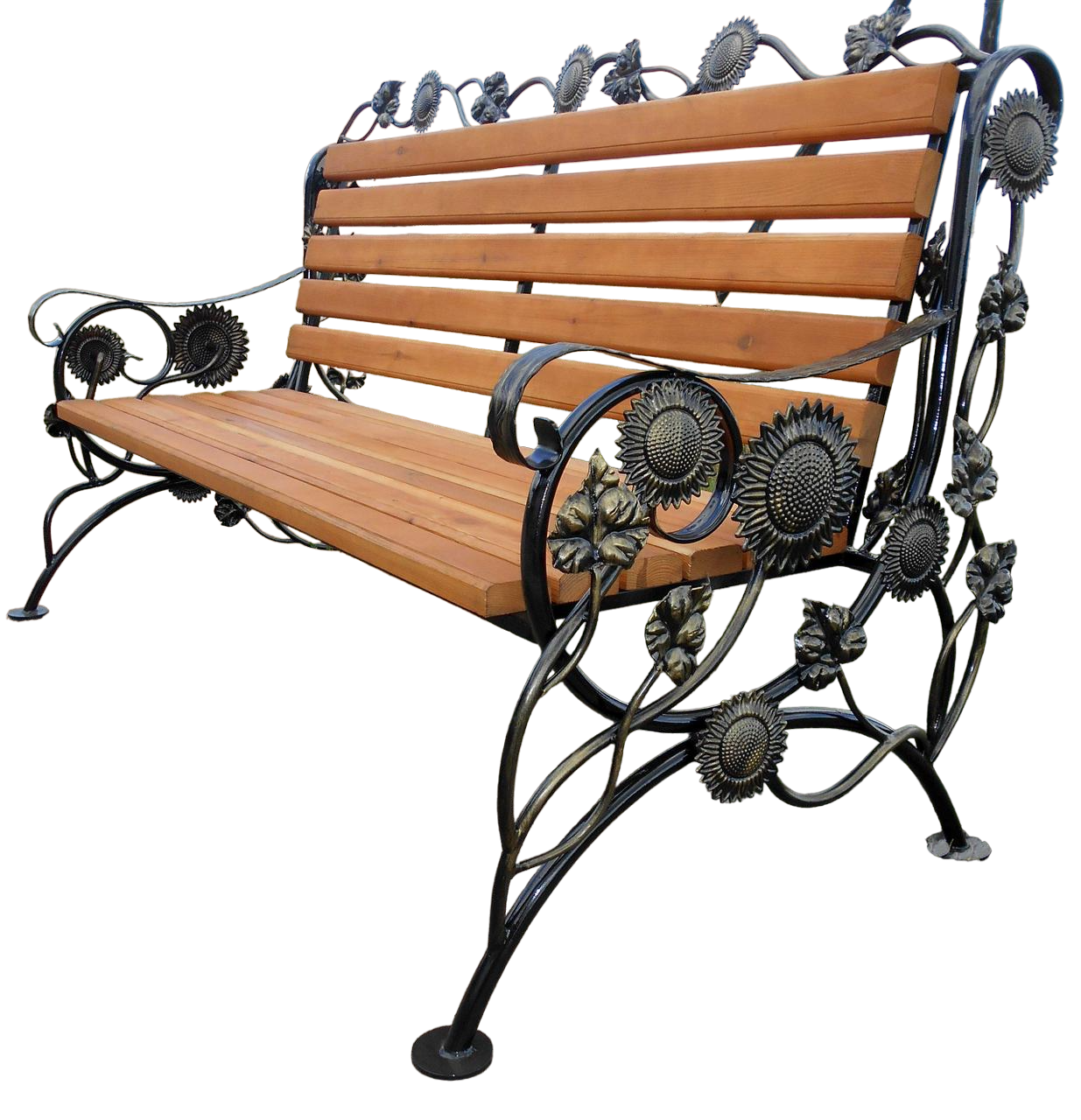 Кованая скамейка садовая, металлическая скамья, лавочка для дачи МА-8 - фотография № 1