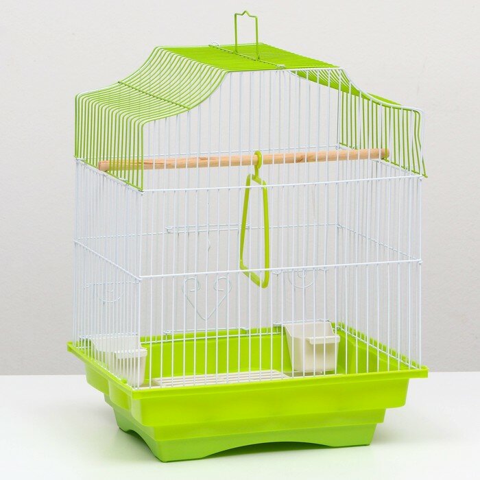 Клетка для птиц укомплектованная, 30 х 23 х 39 см, зелёная - фотография № 3