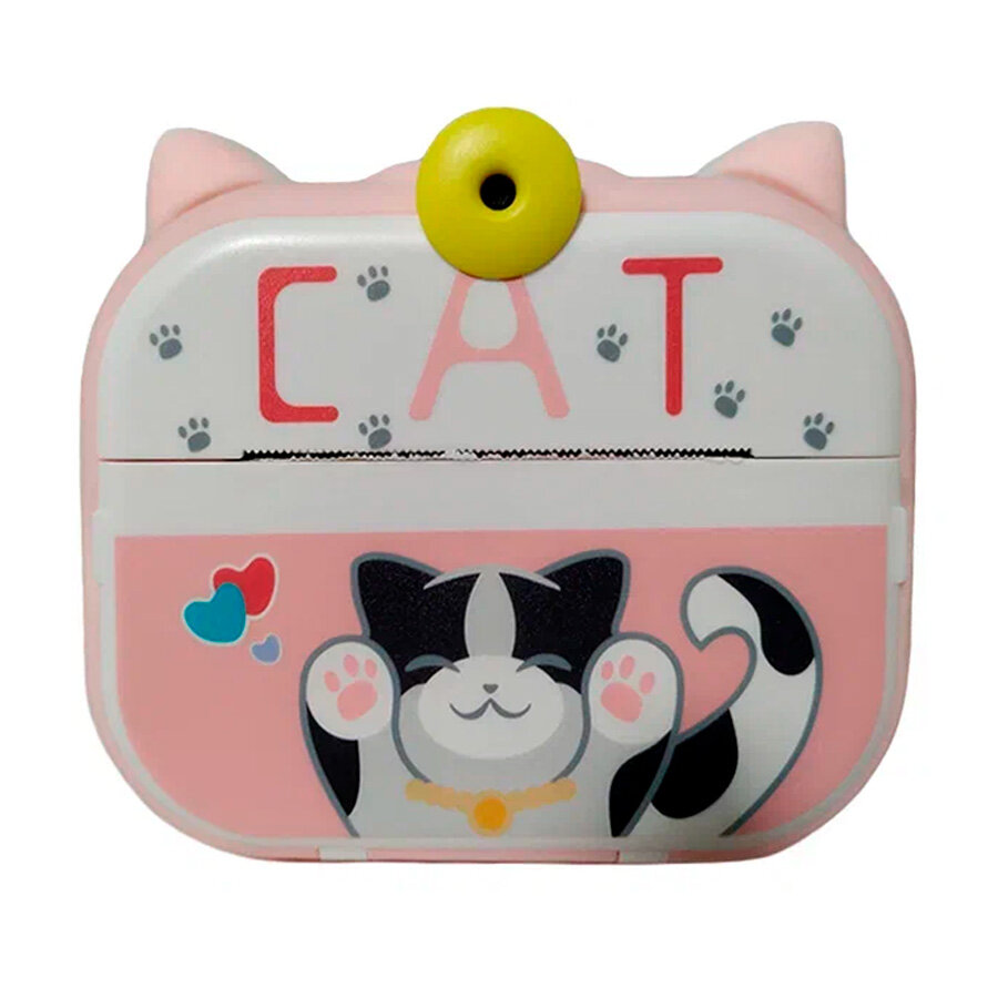 Детская камера Kid Joy Cat Print Cam с печатью, 2,4'' экран, 1 линза,180°, (P13) - розовая