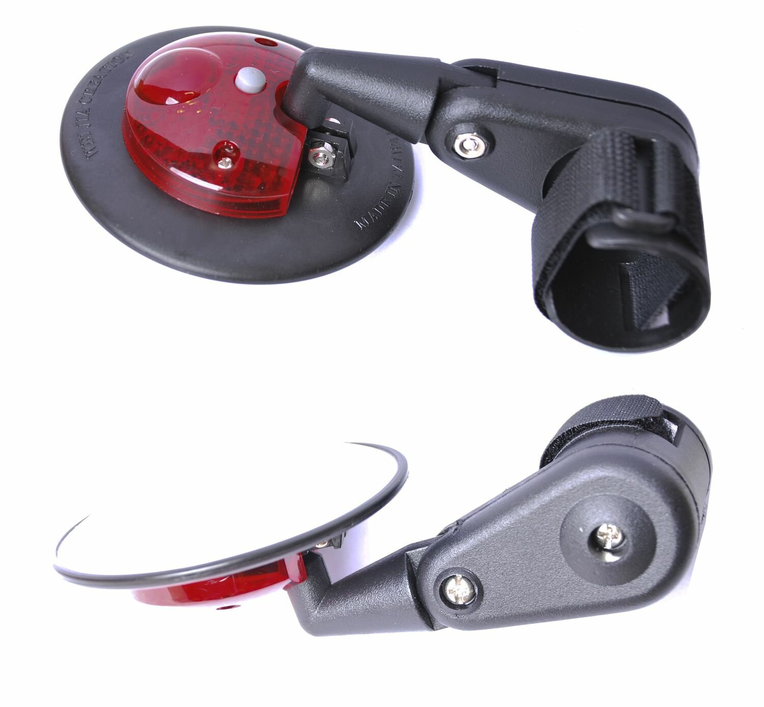 фото Зеркало 6-647158 круглое 3" панорам. с фонар. 3 степ. своб. крепл. на липучке (100) черное