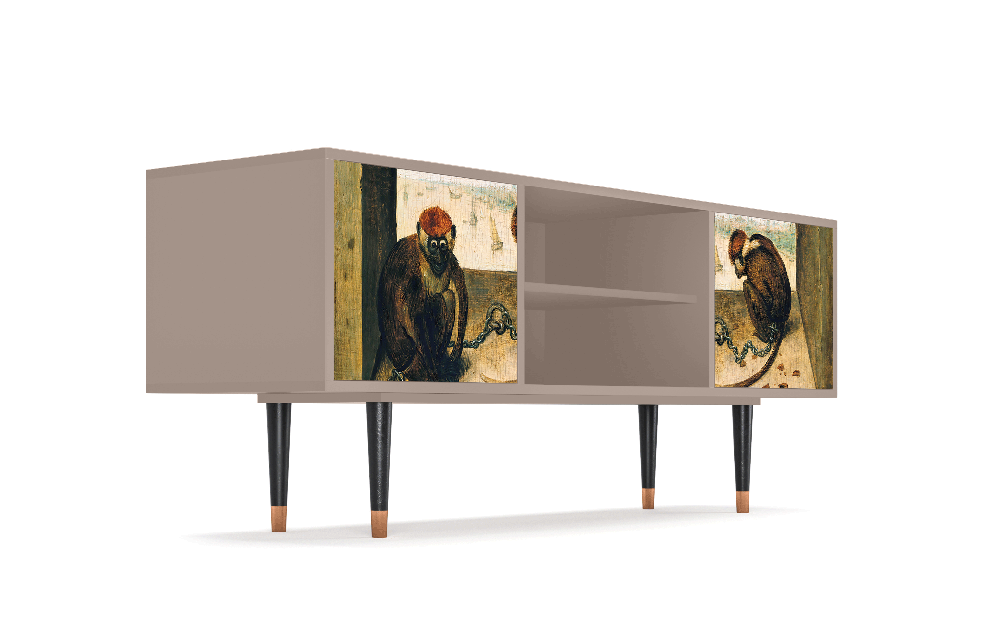 ТВ-Тумба - STORYZ - T2 Two Monkeys by Pieter Bruegel the Elder, 170 x 69 x 48 см, Бежевый - фотография № 4