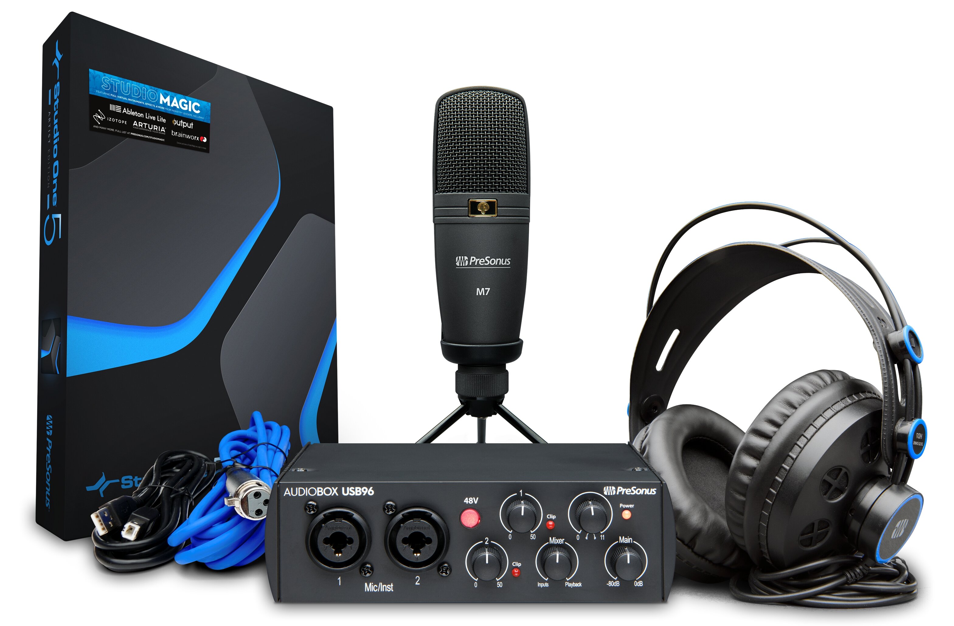 PreSonus AudioBox 96 25TH STUDIO комплект для звукозаписи (аудиоинтерфейс AudioBox USB 96, микрофон M7, наушники HD7, ПО Studio OneArtist)