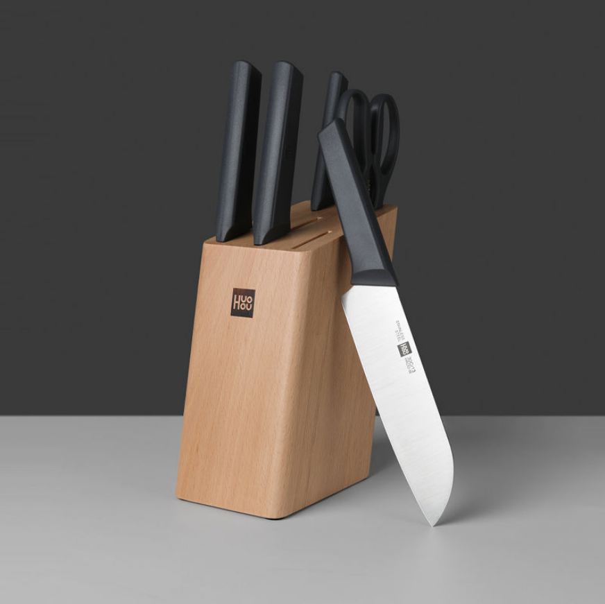 Xiaomi Набор кухонных ножей Xiaomi Huo Hou Fire Kitchen Steel Knife Set с подставкой (6 предметов) HU0057
