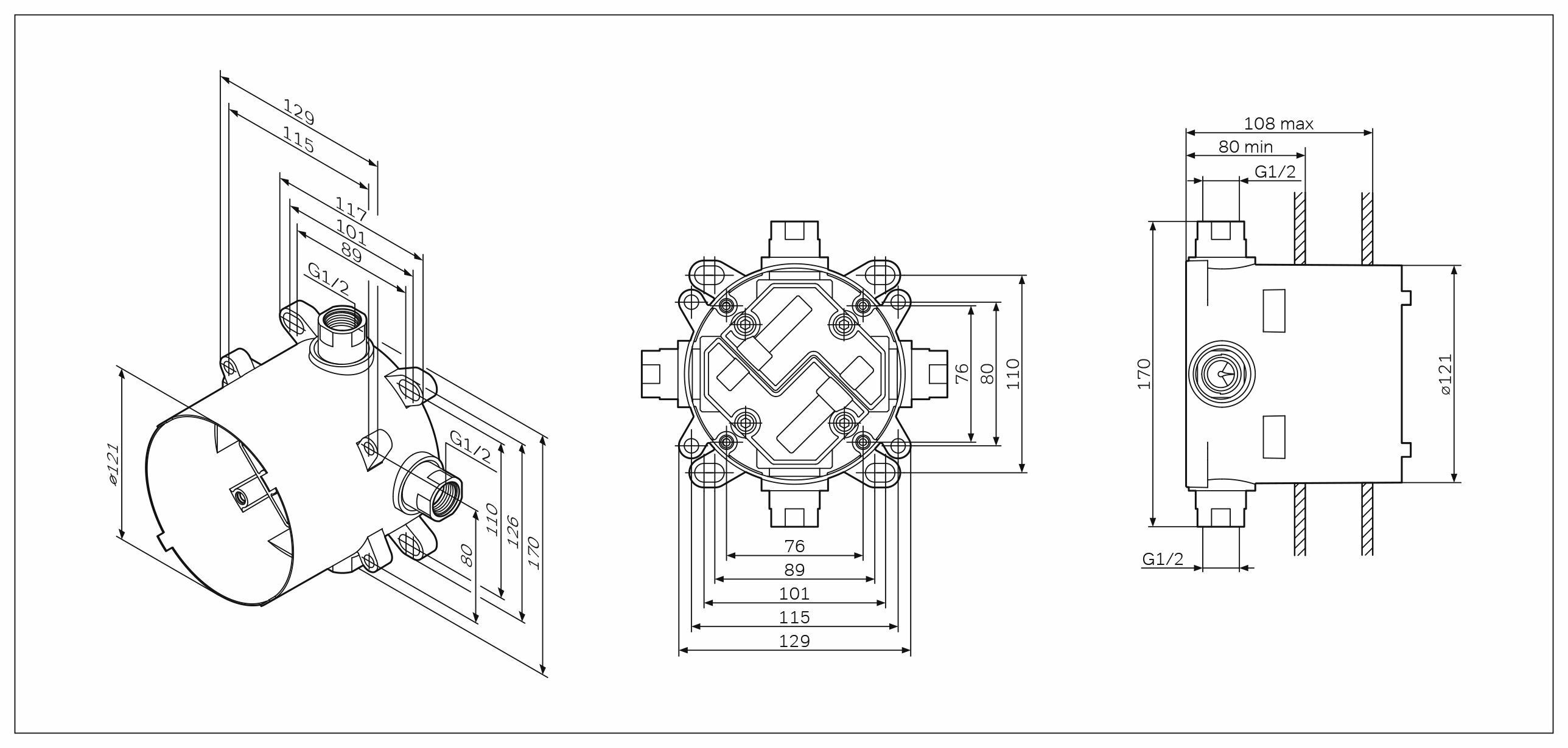 Универсальный базовый модуль AM.PM MultiDock F100100, монтажная коробка, монтируемый в стену - фотография № 3