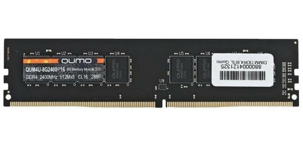 Оперативная память 8Gb (1x8Gb) PC4-19200 2400MHz DDR4 DIMM CL16 QUMO QUM4U-8G2400P16