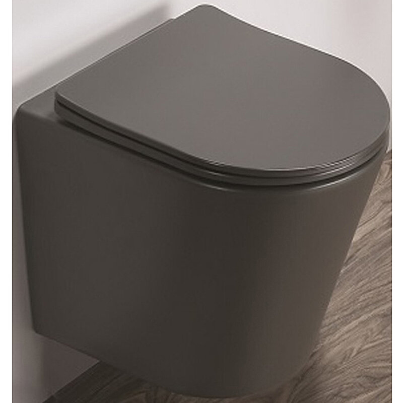 Унитаз подвесной CeramaLux B2330-2MDH Серый матовый с сиденьем Микролифт