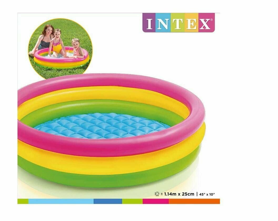 Бассейн надувной детский INTEX Sunset Glow Pool (Радужный), 114x25 см, от 2х лет, 1 шт