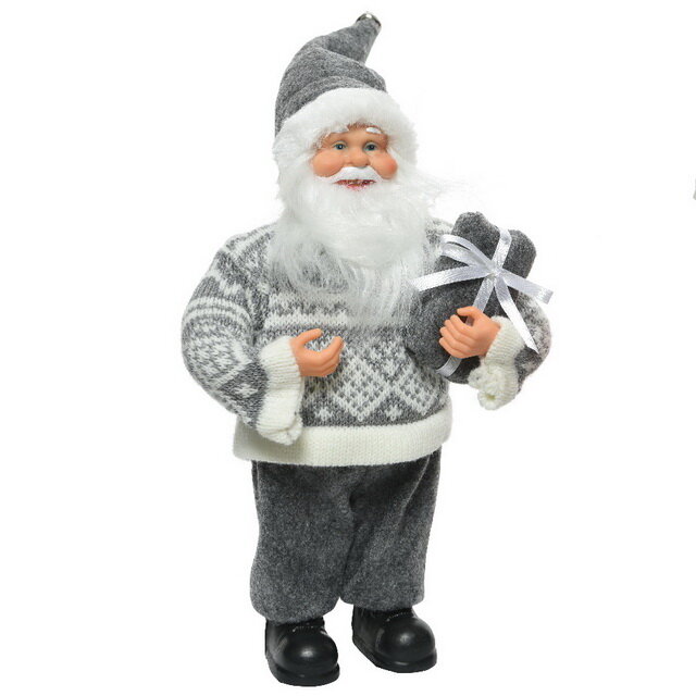 Kaemingk Новогодняя фигура Санта-Клаус в скандинавском свитере 30 см 560088