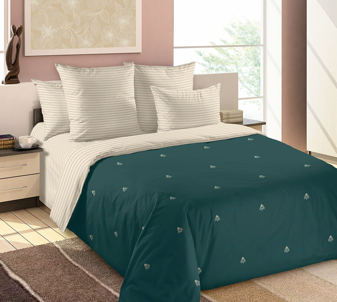 фото Постельное белье Mercury Home Рандеву 2СП с европростыней Перкаль 2 наволочки 50x70