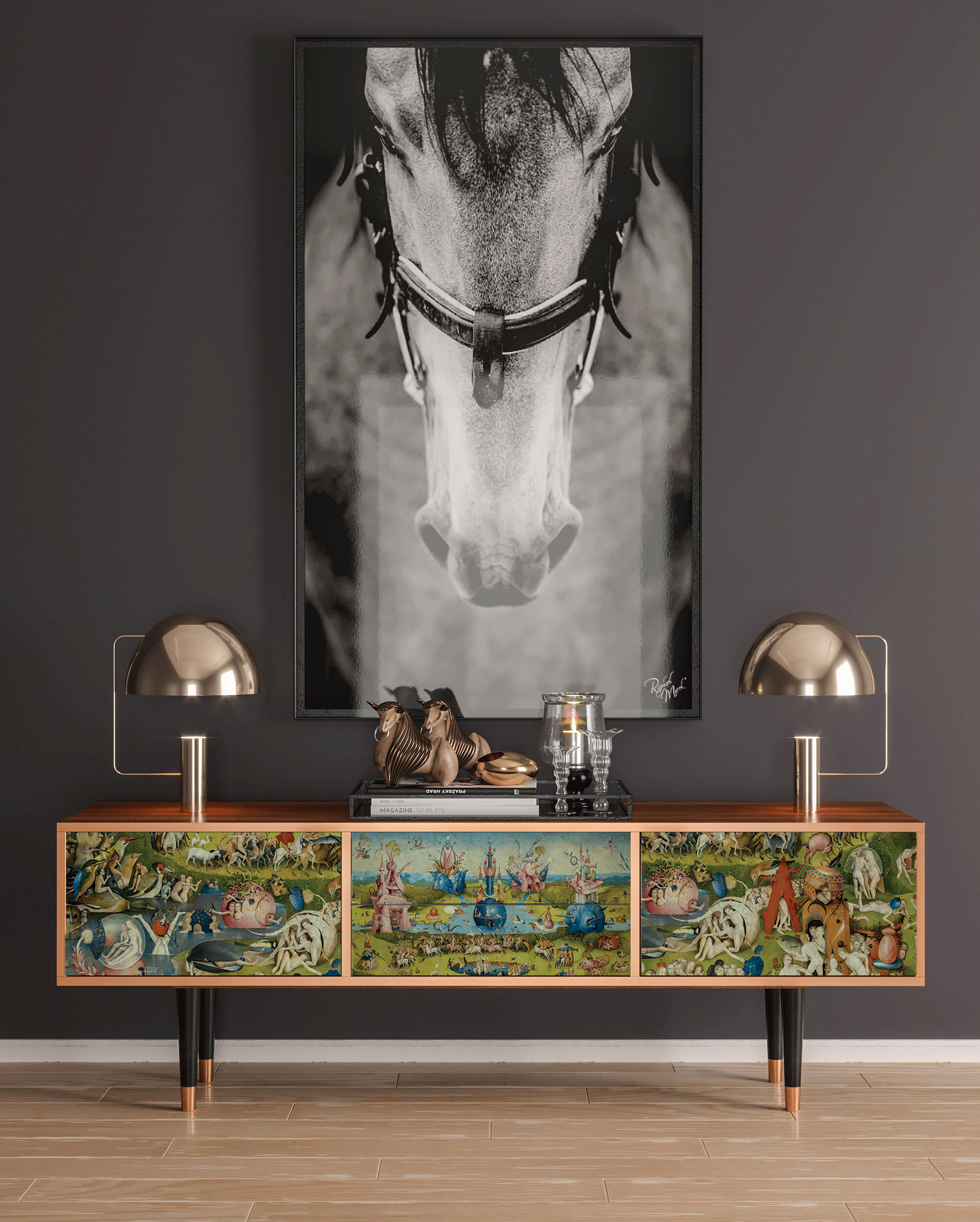 ТВ-Тумба - STORYZ - T4 The Garden by Hieronymus Bosch, 170 x 59 x 48 см, Орех - фотография № 1