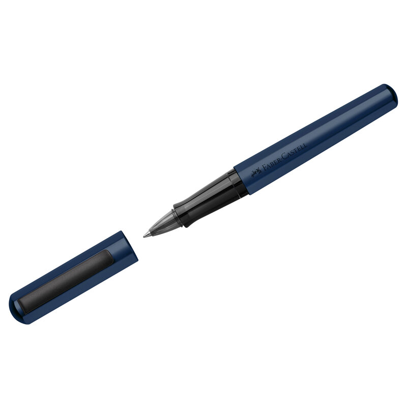 Ручка-роллер Faber-Castell «Hexo», черная, 0.7мм, шестигран., синий корпус, инд. карт. упак.