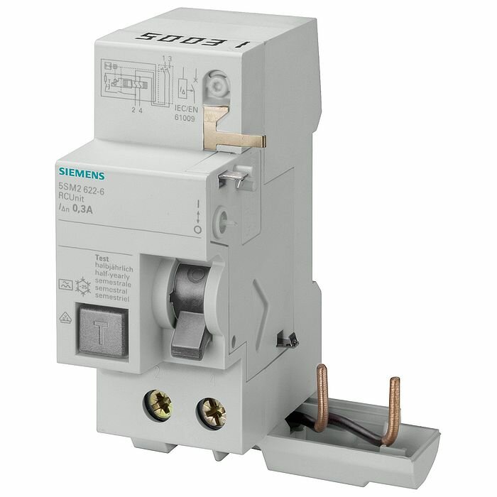 фото Дифференциальный блок Siemens SENTRON 2P 40А, 300 мА (AC), 5SM2322-0
