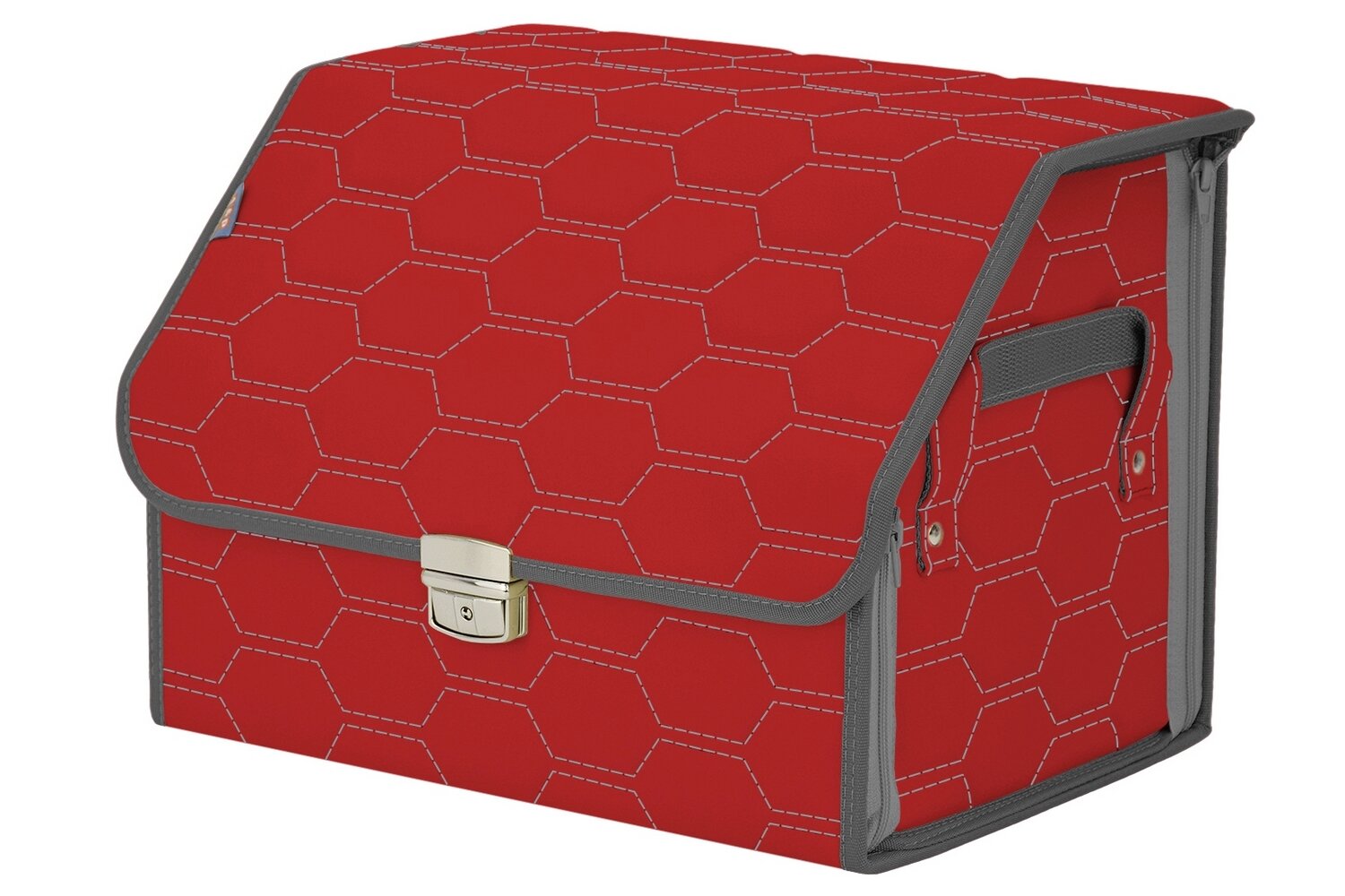 Органайзер-саквояж в багажник "Союз Премиум" (размер M). Цвет: красный с серой прострочкой Соты.