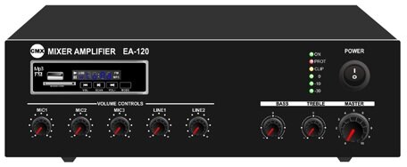 CMX Audio EA-120 Микшер усилитель 120ватт встроенный Mp3 плеер USB и SD FM тюнер 3 Mic 2 Aux 7