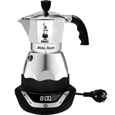 Кофеварка гейзерная Bialetti Moka timer 3 арт. 6092, серебристый/черный