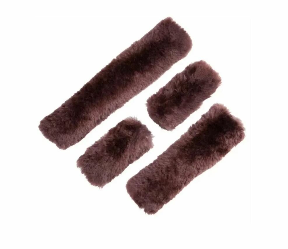 Меховушки на недоуздок Shkura-Dekor набор 4 шт (12, 12, 24 и 28 см) чулком коричневый - фотография № 2