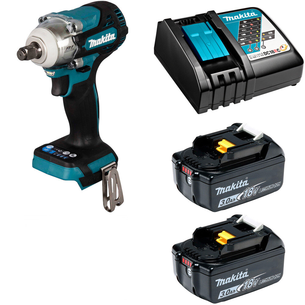 Гайковерт аккумуляторный 18В 330Нм - 1/2" Makita DTW300 Li-Ion 2x3Ач, з/у DTW300RFE