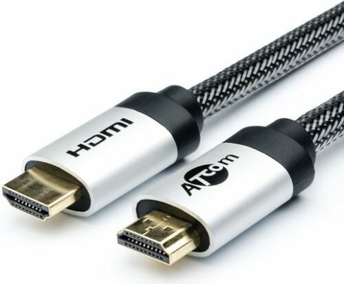 Кабель HDMI Atcom AT3784 10м, HIGH speed, Metal gold, в чулке, в пакете