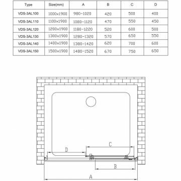 Душевая дверь Vincea Alpha VDS-3AL140CL 140х190 хром стекло прозрачное - фотография № 2