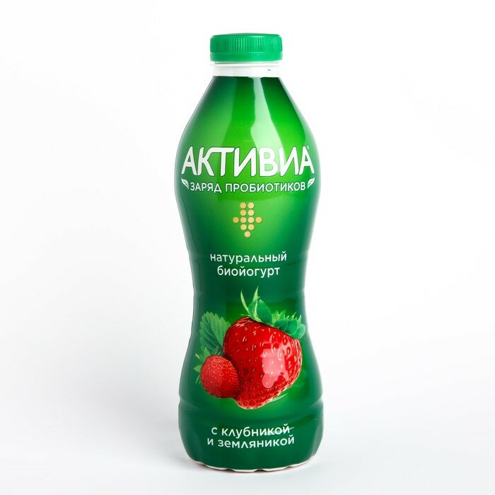 Биойогурт ACTIVIA питьевой клубника/земляника 1,5% 870г бут - фотография № 1