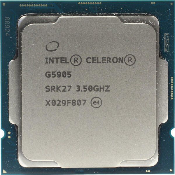 Процессор INTEL CELERON G5905 OEM (LGA 1200. 2 x 3.5 ГГц. L2 - 0.5 МБ. L3 - 4 МБ. 2хDDR4-2666 МГц. Intel UHD Graphics 610. TDP 58 Вт)