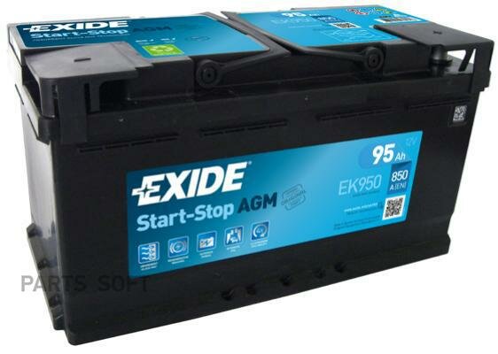 Аккумуляторная батарея EXIDE Start-Stop AGM 95 А/ч 175x353x190 12v Обратная полярность 850A EXIDE / арт. EK950 - (1 шт)