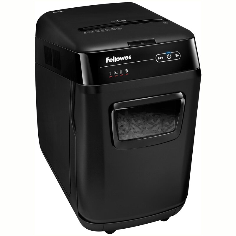 Уничтожитель документов Fellowes FS-46536 AutoMax 200C, автоподача, 4 ур. секр., 4*38мм, 32л, СD, автореверс