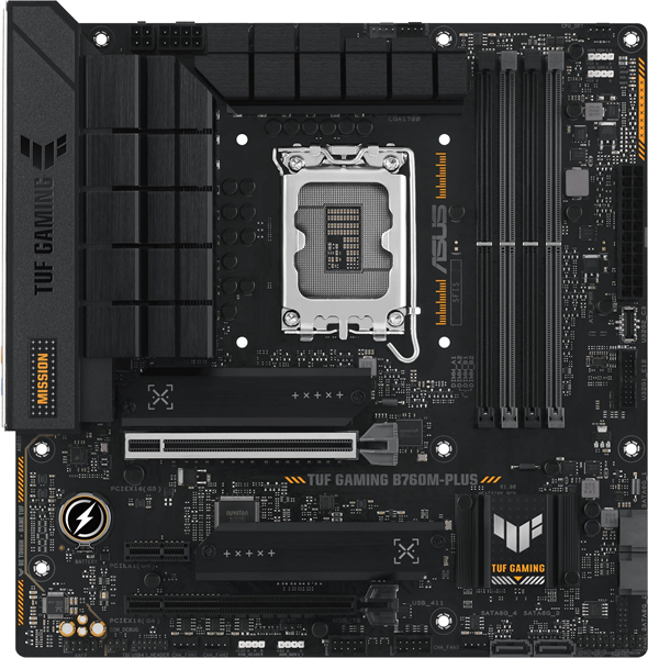 ASUS Материнская плата ASUS TUF GAMING B760M-PLUS, LGA1700, B760, 4*DDR5, HDMI+DP, 4xSATA3 + RAID, M2, Audio, Gb LAN, USB 3.2, USB 2.0, mATX;90MB1ES0-M0EAY0