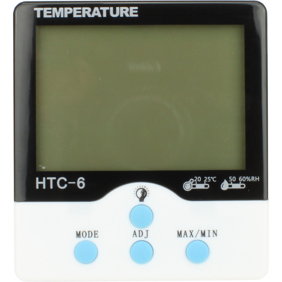 Термометр-гигрометр цифровой HTC-6 комнатный часы будильник, дата - фотография № 3