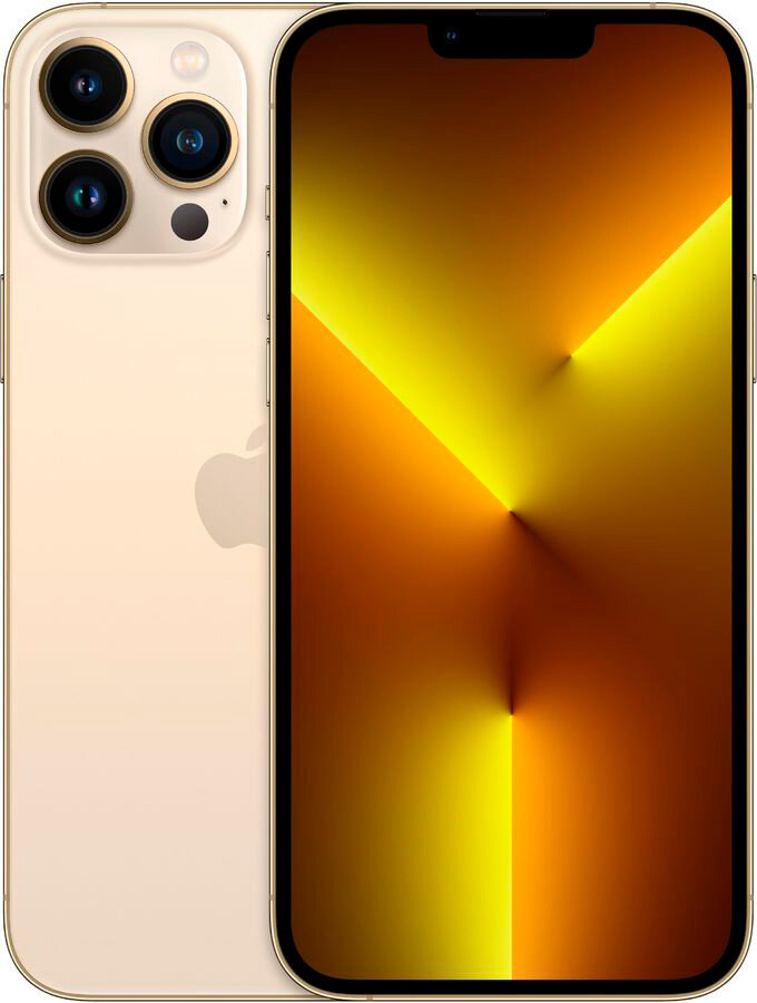 APPLE Смартфон Apple A2643 iPhone 13 Pro Max 128Gb 6Gb золотой моноблок 3G 4G 1Sim 6.7" 1284x2778 iOS 15 12Mpix 802.11 a/b/g/n/ac/ax NFC GPS GSM900/1800 GSM1900 TouchSc Ptotect MLL83ET/A