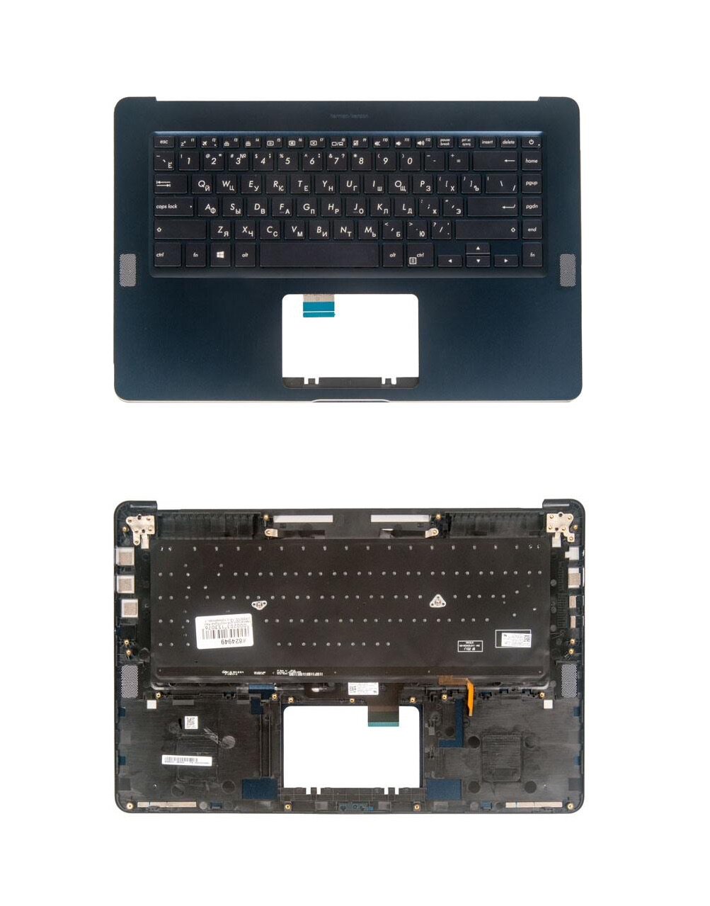 Keyboard / Клавиатура для ноутбука Asus UX550VE-1A с топкейсом, темно-синяя, с подсветкой