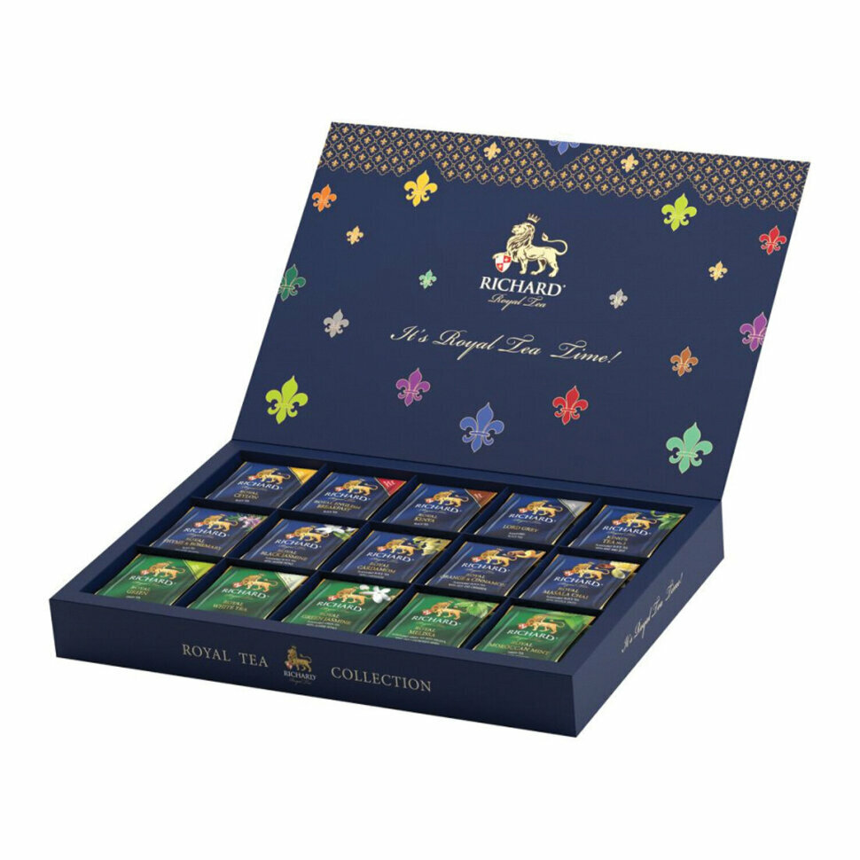 Чай RICHARD "Royal Tea Collection" ассорти 15 вкусов, набор 120 пакетиков, 100839, 622169 - фотография № 1