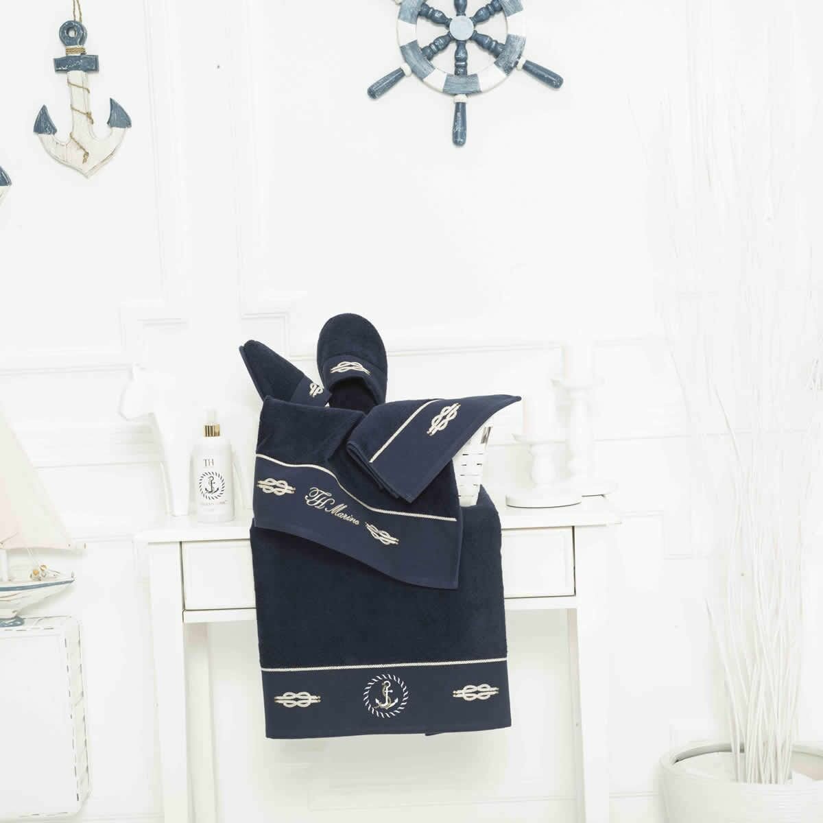 Полотенце Marine towel цвет: темно-синий (30х50 см,50х100 см,85х150 см) Tivolyo home - фото №4