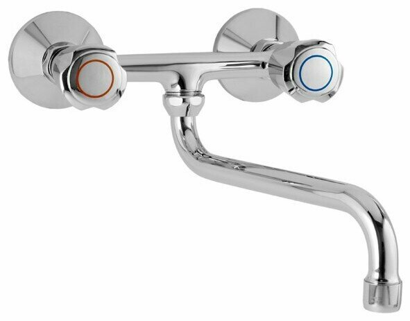 фото Смеситель для кухни (мойки) настенный двухвентильный c керамическими кран-буксами Mofem 301 MЕ S 200 мм