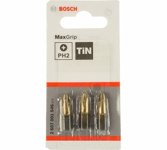 фото Вставка Bosch PH2 25мм TIN 3шт 2 607 001 546