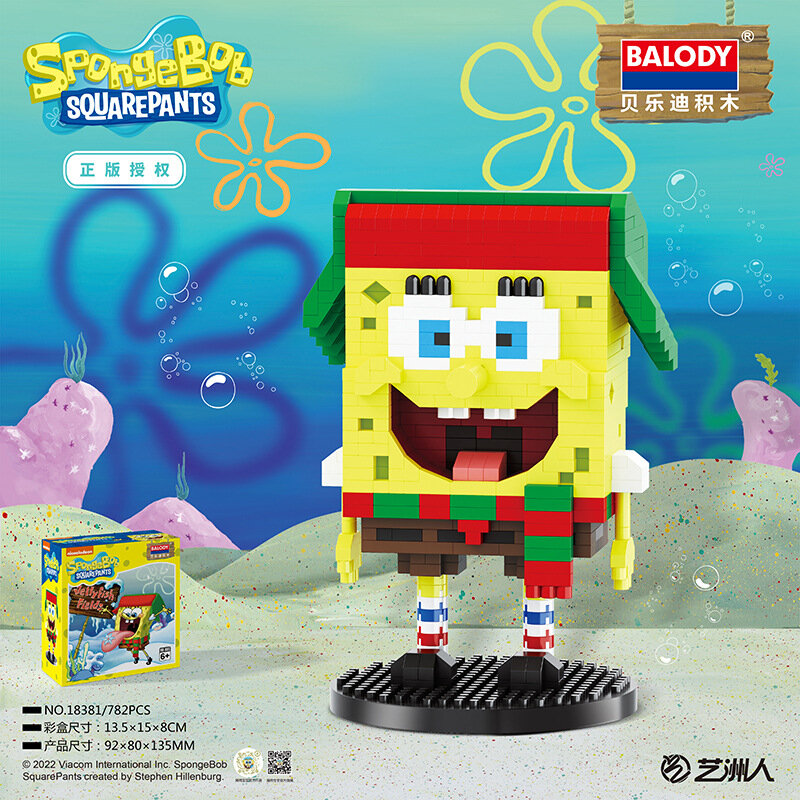 Spongebob конструктор Спанч Боб в шапке 3D из миниблоков