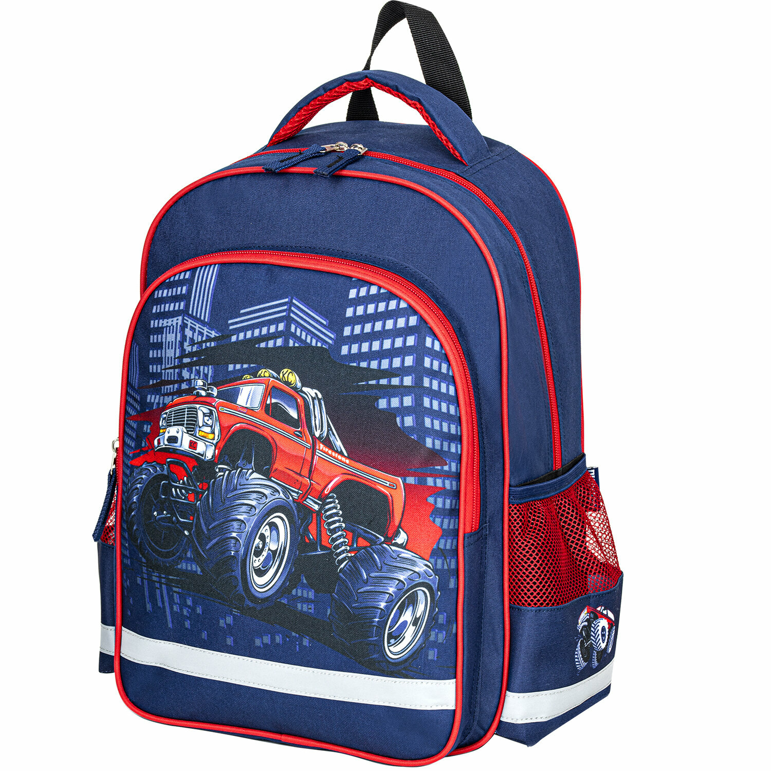 Рюкзак для начальной школы Пифагор School Monster car, 38x28х14 см