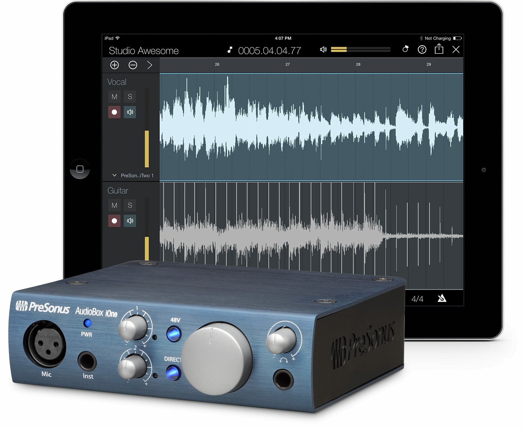 PreSonus AudioBox iOne аудиоинтерфейс для РС (Win7 x64) или МАС 24бит/44-96кГц ПО Studio One Artist + Capture Duo for iPad