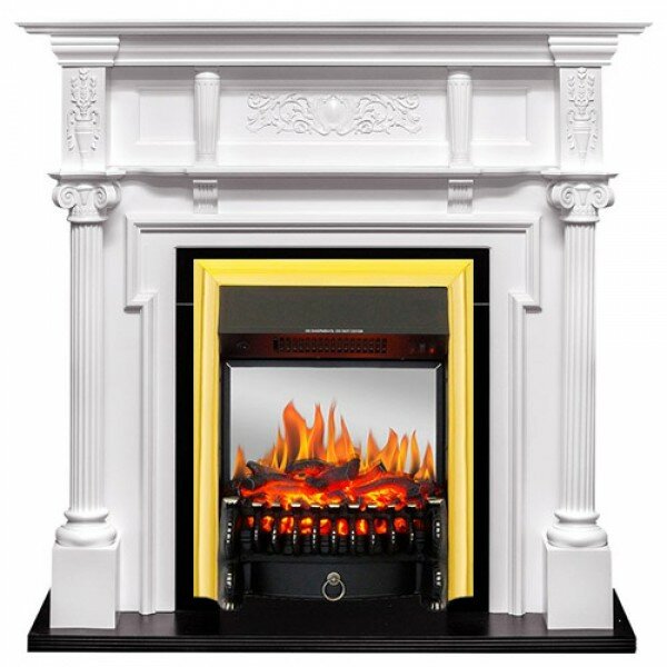 Электрокамин Royal Flame Oxford (белый) с очагом Fobos FX M Brass