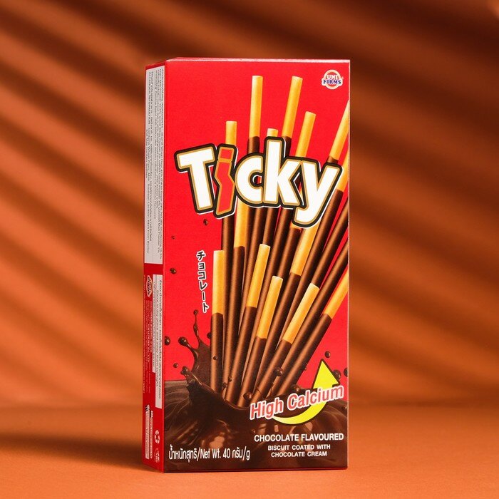 Бисквитные палочки Ticky покрытые шоколадным кремом, 40 г