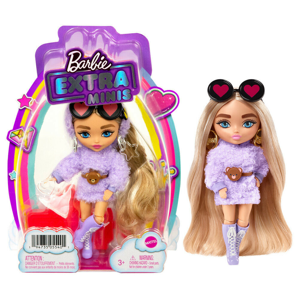 Barbie. Кукла Barbie EXTRA MINIS с высотой 14,5 см "Мини кукла Барби с черными очками Сердечками" / HGP62-HGP66