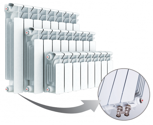 Радиатор биметаллический RIFAR Base 500 х 5 секций подключение нижнее (правое)(R50005НПП)